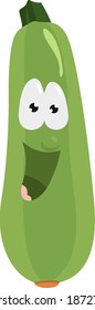 Zucchini verde, ilustración, vector sobre fondo blanco.