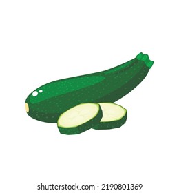 Green zucchini. Vector illustration isolated on white background.