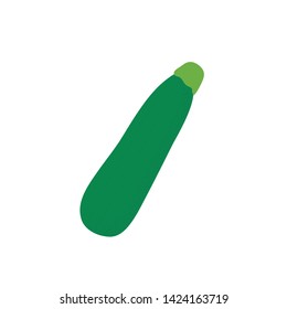 Green zucchini vegetable in flat style isolated on white background. Keto diet. Icon symbol food. Vector illustration.