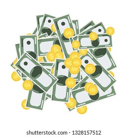 Greenbacks and coins vector design illustration