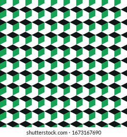 Forma de cubo de fondo repetido verde, negro y blanco. Antecedentes abstractos