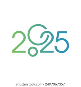 green-blue 2025 logo. 2025 concept for calendar, agenda. 2025 new year concept