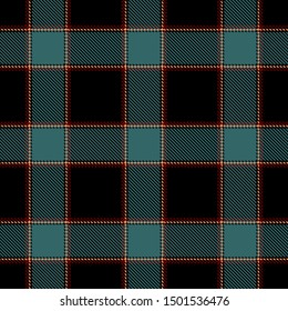 Green-Blue and Black Tartan Plaid Scottish Seamless Pattern. Texture from tartan, plaid, tablecloths, shirts, clothes, dresses, bedding, blankets and other textile.