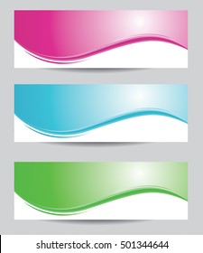 Green,Blue and Pink different color set wave business template modern texture pattern for message website design. Abstract vector business background design.