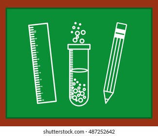 greenboard with school icon vector illustration design