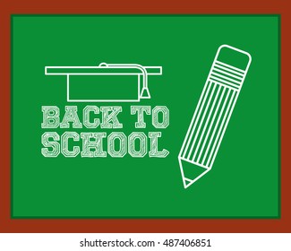 greenboard with school icon vector illustration design