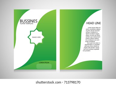 green-colored abstract box flyer design template - brochure - annual report - cover - booklet, a front and back page with size a4