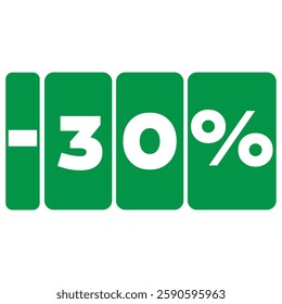 Green-colored Flat 30% Off - offer sale vector