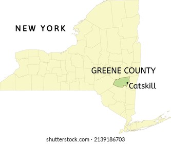 Greene County and village of Catskill location on New York state map