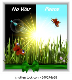 Greener grass with butterflies in the sunshine. No war.