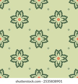 Greenery of Bloom Ikat style seamless handicraft Homespun Silk weaves pattern vector. Shades of Green Florals Embroidery Vintage Scroll Ornament Decoration Wallpaper Backdrop Paper Wrap Fabrics Lace