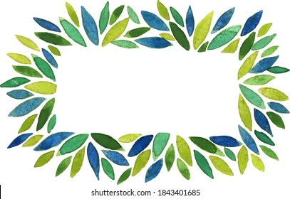 greenery bush with rectangle copy sapce frame watercolor hand painting for decoration on natural theme
.