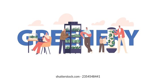 Greenery Concept. Characters Enjoying Home Gardening, Cultivating Lush Greenery And Microgreens Indoors