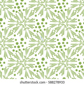 Greenery dandelion seamless pattern wallpaper vector illustration. Spring ecology trendy color 2017, green background design.