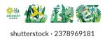 Greenery, ecology -modern flat vector concept illustration of people and plants. Metaphor of environmental sustainability and protection, closeness to nature, green life, ecosystem and biosphere