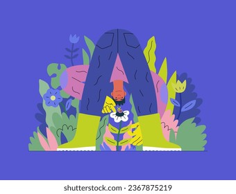 Greenery, ecology -modern flat vector concept illustration of a male gardener carrying the plants. Metaphor of environmental sustainability and protection, closeness to nature