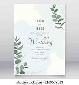 Greenery eucalyptus leaves wedding card
