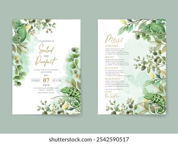 Verde eucalipto aquarela convite de casamento cartão