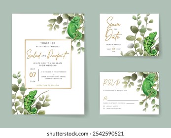 Greenery eucalyptus watercolor wedding invitation card