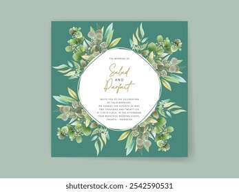 Greenery eucalyptus watercolor wedding invitation card