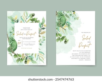 Greenery eucalyptus watercolor wedding invitation card