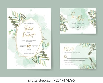 Greenery eucalyptus watercolor wedding invitation card