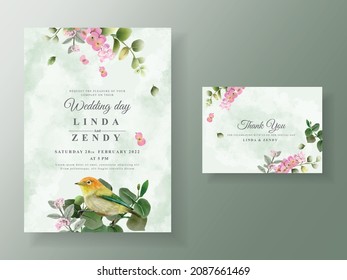 Tarjeta de invitación a la boda Greenery eucalipto