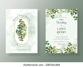 Greenery eucalyptus wedding invitation card