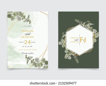 Greenery eucalyptus wedding invitation card