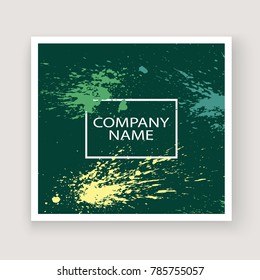 Greenery explosion paint splatter artistic cover frame design. Decorative dust splash spray texture green background. Trendy creative template vector Cover Report Catalog Brochure Flyer Poster Banner