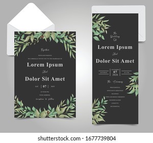 Greenery Floral Frame Wedding Invitation Card Template