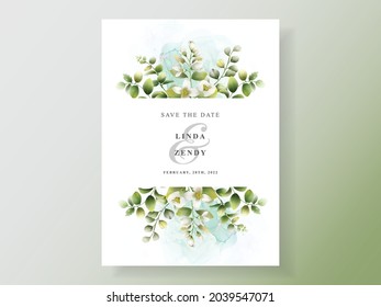 Greenery floral hand drawn wedding invitation template