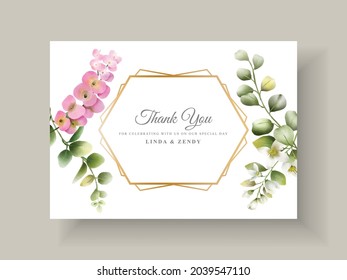 Greenery floral hand drawn wedding invitation template
