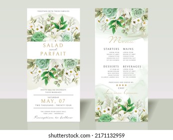 Greenery floral wedding invitation card template