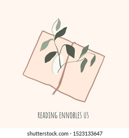 greenery grows inside the open book. magic fantastic art