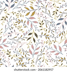 Greenery herbal pattern seamless vector. Abstract berry herbs wallpaper. Textile graphic design. Natural stalk herbal branches pattern illustration. Mistletoe wallpaper.