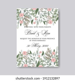 Greenery herbal spring wedding invitations 