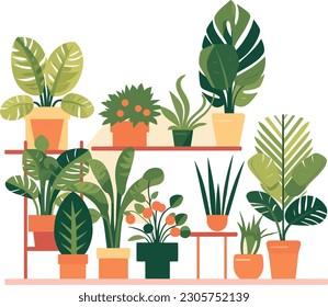 Greenery and home decorations with plants