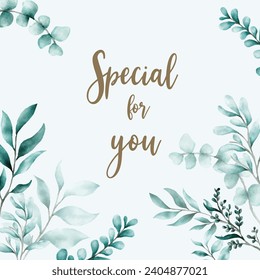 Greenery leaf watercolor design for background 