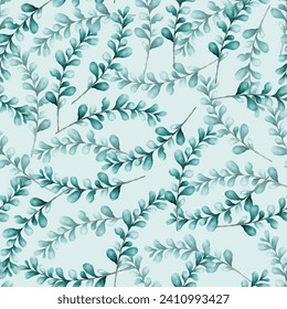 Greenery leaf watercolor pattern design for background