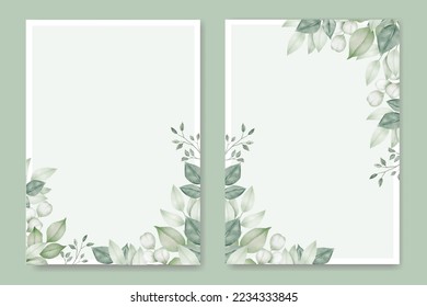 Greenery Leaf Wedding Invitation card Template