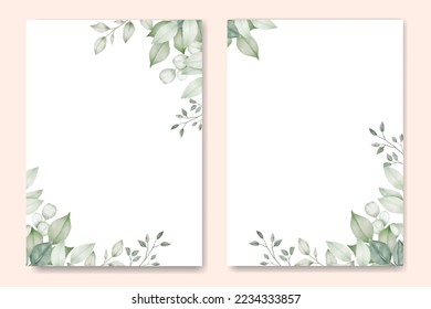 Greenery Leaf Wedding Invitation card Template