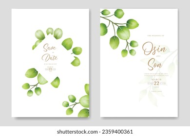 Greenery Leaf Wedding Invitation card Watercolor
