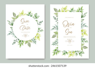 Greenery Leaf Wedding Invitation card Watercolor
