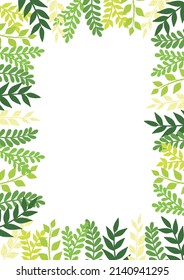 Grünpflanzen Blätter im Frühling Gartenrahmen Vektorgrafik für die Dekoration auf Natur und Bio-Produkte.