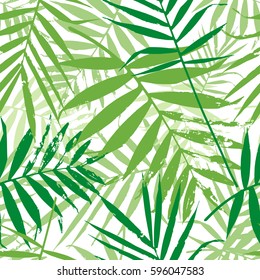 Greenery palm leaves seamless pattern. Color of the year 2017 background. Greenery trendy background. Vector illustration