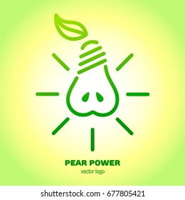 Greenery pear logo. Environment concept. Icon ecology green energy