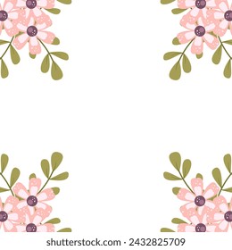 Greenery rectangle frame. Green leaves, flower, and foliage border. Invitation template, greeting card, menu. Botanical plant, design.