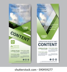 greenery roll up layout template. flag flyer business banner backdrop design. vector illustration background