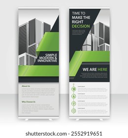 Greenery Roll up layout template mock up. flag flyer banner backdrop design. vector illustration background